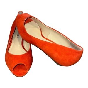Orange Suede Talbots Open Toe Heels size 6 Fall